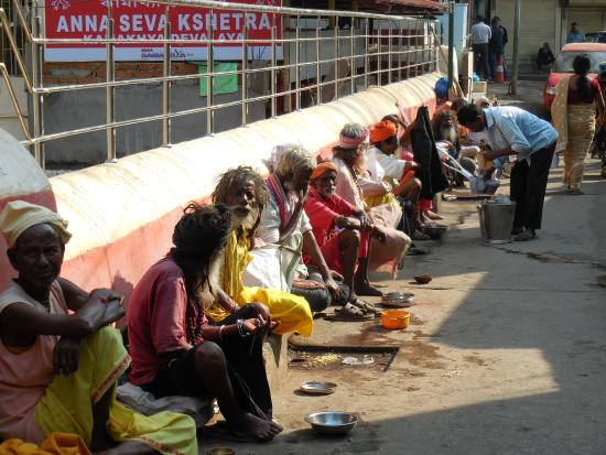 Beggars at a temple