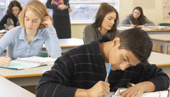 Students taking a final exam