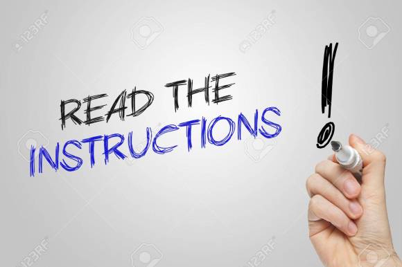 Hand writing read the instructions